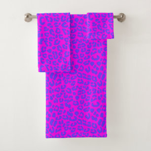 Purple and Pink Leopard Print  Bath Towel Set