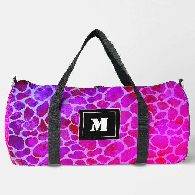 Purple and Pink Leopard Print Monogram  Duffle Bag (Front)