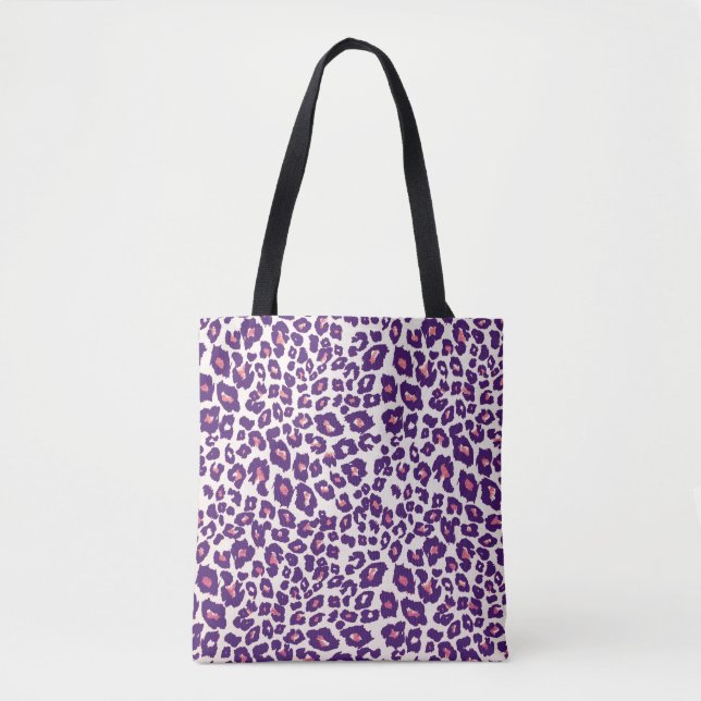 Purple and Pink Leopard Print Tote Bag (Front)