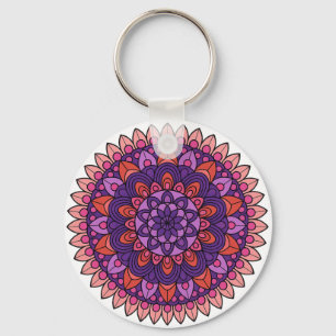Purple and pink mandala key ring