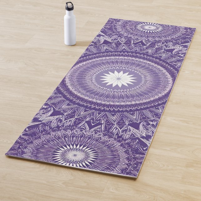 Purple and Pink Mandala Print Dual-Sided Yoga Mat (In Situ)