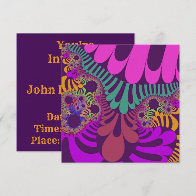 Purple and Pink Mod Invitation (Front/Back)