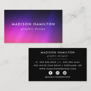Purple and Pink Northern Lights Business Card
