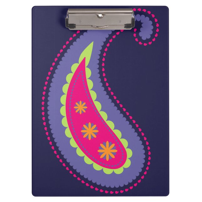 Purple and Pink Paisley Clipboard (Front)