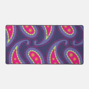 Purple and Pink Paisley Desk Mat