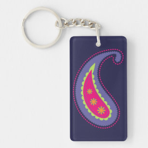 Purple and Pink Paisley Key Ring