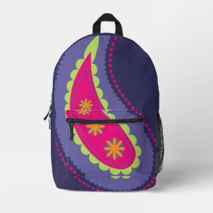 Purple and Pink Paisley Printed Backpack