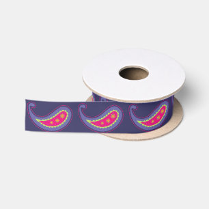 Purple and Pink Paisley Satin Ribbon