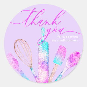 Purple and Pink Pastry chef bakery thank you Classic Round Sticker
