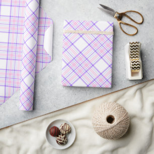 Purple and Pink Plaid Pattern  Wrapping Paper