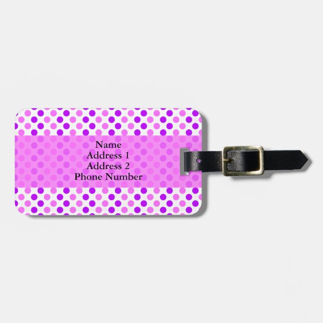 Purple and Pink Polka Dots Luggage Tag (Front Horizontal)