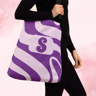 Purple and Pink Retro Waves Crossbody Bag