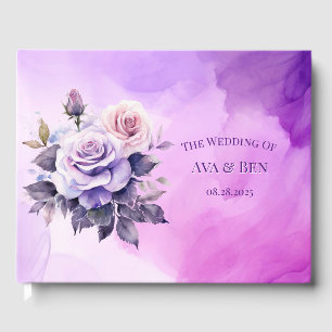Purple and Pink Rose Alcohol Garden Wedding Guest Book