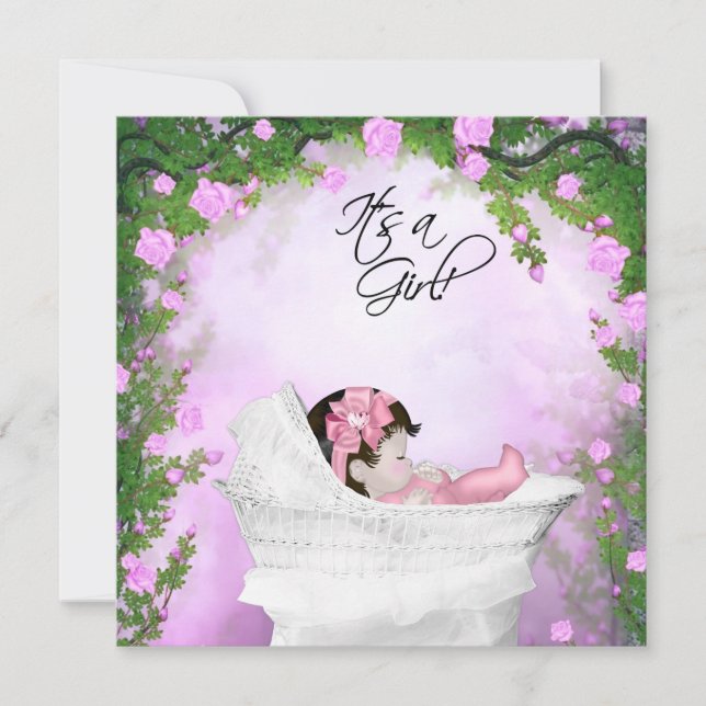 Purple and Pink Rose Baby Girl Shower Invitation (Front)