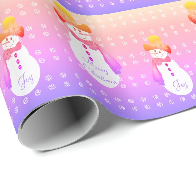 Purple and Pink Snowman Wrapping Paper (Roll Corner)