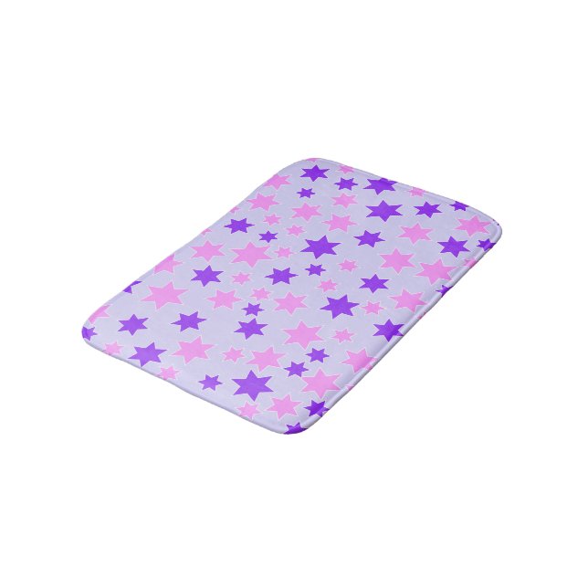 Purple and Pink Stars Bath Mat (Angled)