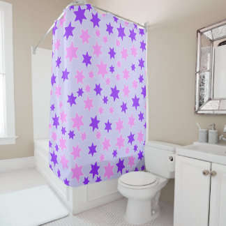 Purple and Pink Stars Shower Curtain