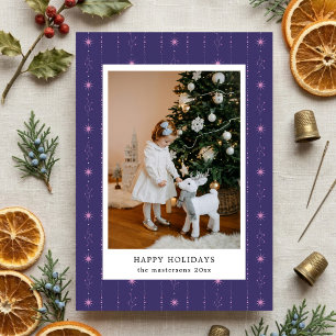 Purple And Pink Stars Wallpaper Photo Holiday Card