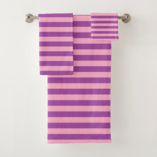 Purple and Pink Stripes Bath Towel Set