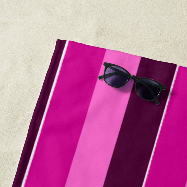Purple and Pink Stripes  Beach Towel (In Situ)