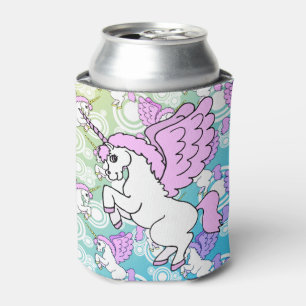 Purple and Pink Unicorn Pattern Can Cooler
