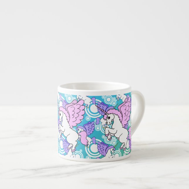 Purple and Pink Unicorn Pattern Espresso Cup (Front Right)