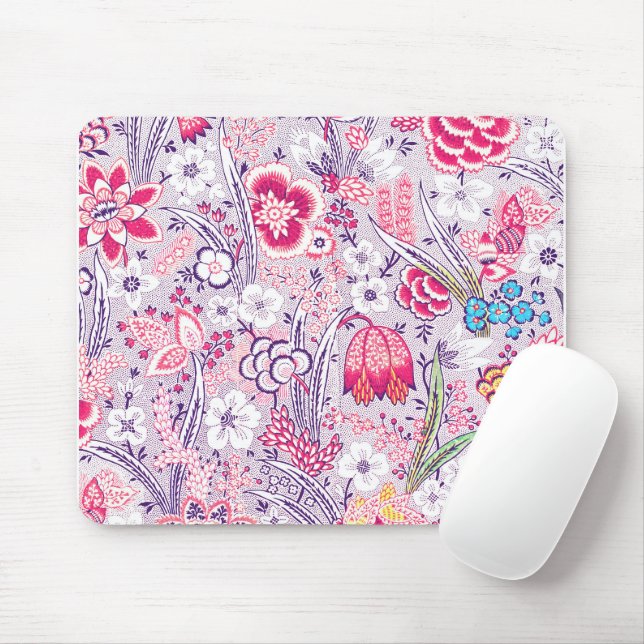 Purple and Pink Vintage Style Mouse Pad (With Mouse)
