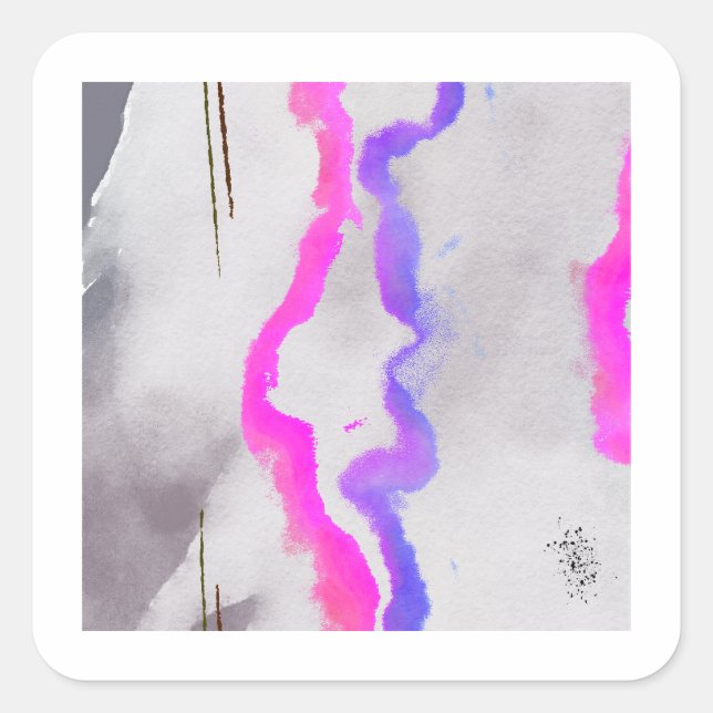 Purple And Pink Watercolor Abstract Square Sticker (Front)