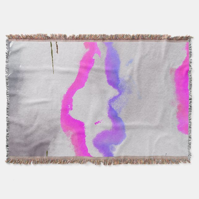 Purple And Pink Watercolor Abstract Throw Blanket (Front)