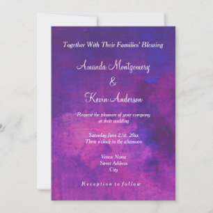 Purple and Pink Watercolor Abstract Wedding Invitation