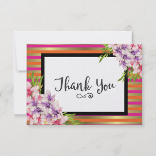 Purple and Pink Watercolor Magnolia Thank You