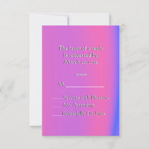 Purple and Pink White Text RSVP Card