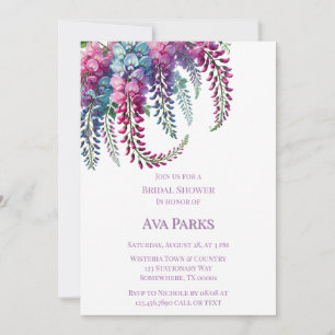 Purple and Pink Wisteria Bridal Shower Invitation
