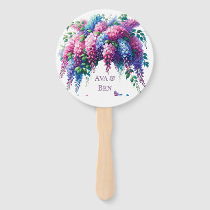 Purple and Pink Wisteria Flower Wedding Hand Fan