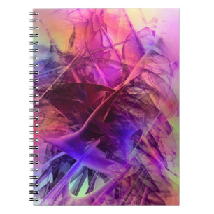 Purple and Pinks Modern Abstract Fractal Design Spiral Notebook