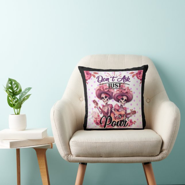 Purple and Pretty Sugar Skull Throw Pillow (Chair)