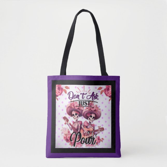Purple and Pretty Sugar Skull Tote Bag (Front)