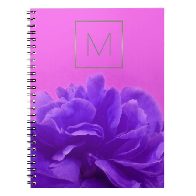 Purple and Raspberry Floral Monogram Notebook (Front)