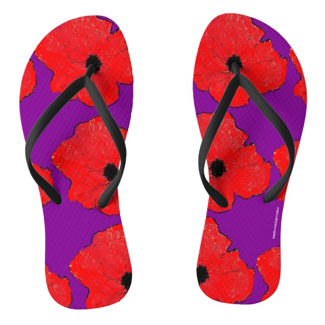 Purple and Really Red Poppy Jandals (Footbed)