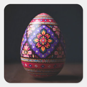 Purple and Red Bouquet Easter Egg Square Sticker