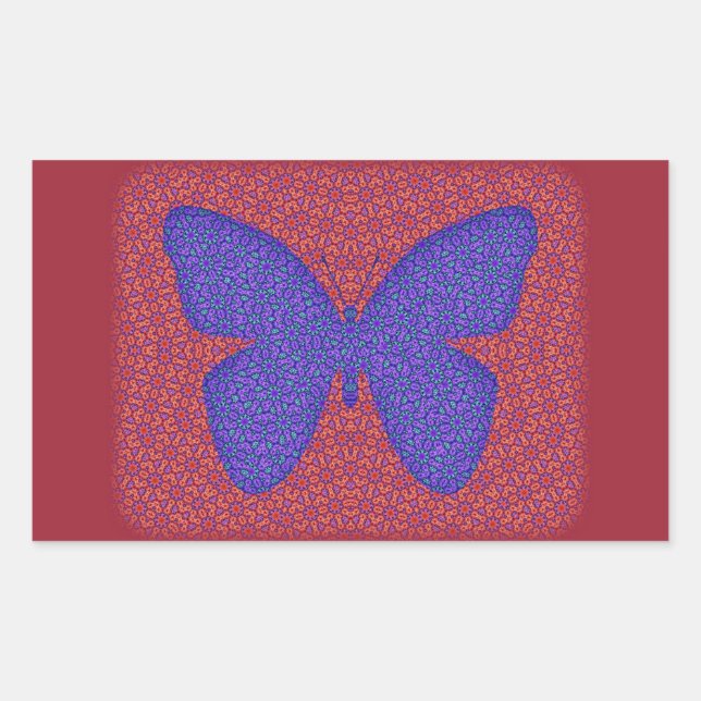 Purple and Red Butterfly Rectangular Sticker (Front)