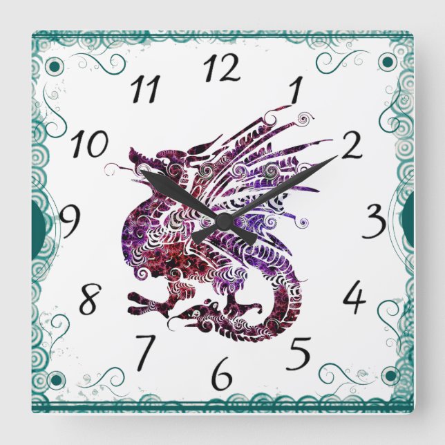 Purple and Red Chinese Art Dragon Clock (Front)