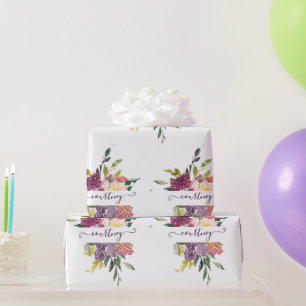 Purple and red floral personalised Wrapping Paper