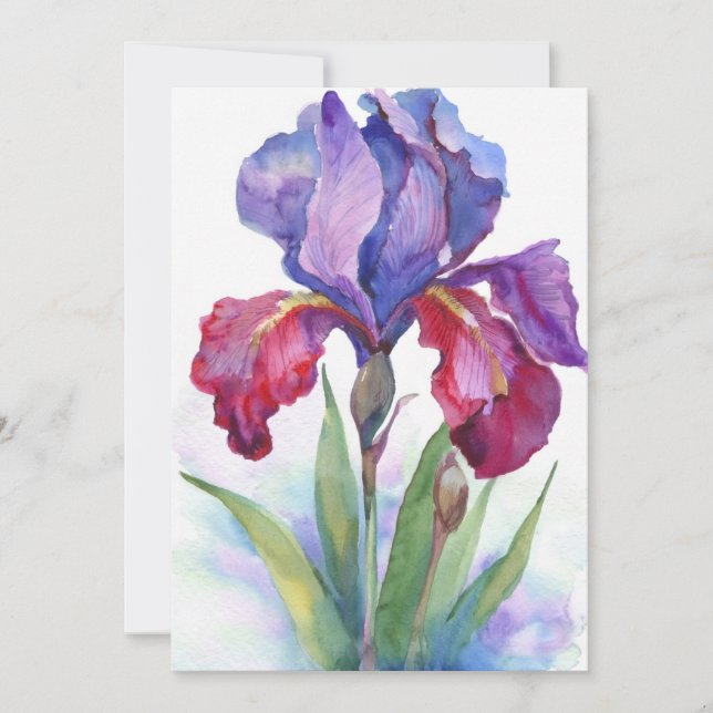 Purple and Red Iris Invitation (Front)