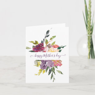 Purple and red watercolor floral personalised card