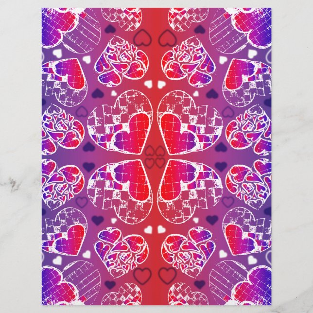 Purple and Red Whimsical Romantic Hearts pattern (Front)