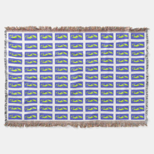 PURPLE AND ROYAL BLUE ART PATTERNED THROW BLANKET