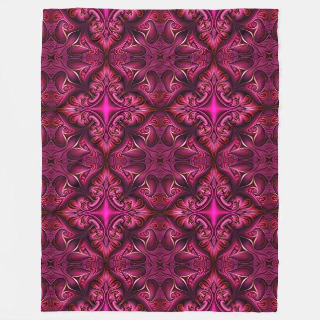 Purple and Scarlet Patterned Fleece Blanket (Front)