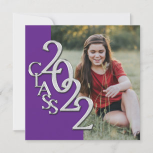 Purple and Silver 2022 Graduation Invitation