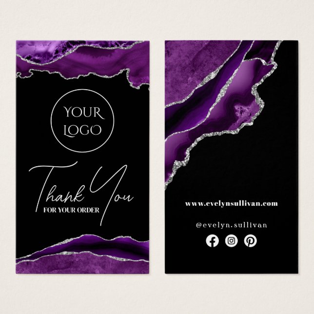 Purple and silver agate package insert (Front & Back)